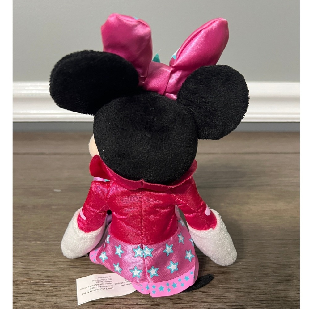 Disney Rockstar Minnie Mouse Plush Stuffed Animal Toy Pink Star Outfit - Picture 3 of 5